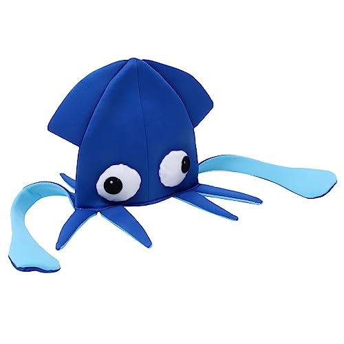 GARVALON Tintenfischhut Cartoon-Hut Quallenhut Partyhüte für lustiger Halloween-Hut warme Mütze faschingshut kinder kinderkleider Kopfschmuck mit Oktopusmuster Oktopus-Hut- Stoff Blue von GARVALON