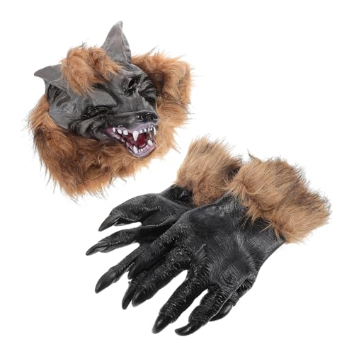 GARVALON Werwolf Mask Wolfsmaske Und Klauenhandschuhe Set Realistische Werwolf Cosplay Maske Für Halloween Kostümzubehör Und Anzieh Requisiten Ideal Für Gruselpartys Und Verkleidungen von GARVALON