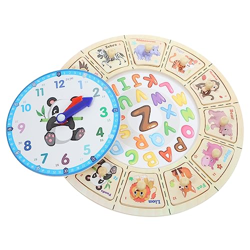 GARVALON lernuhr Kinder kinderlernuhr Frühpädagogisches Spielzeug Puzzleuhr spieluhren Kinder Kinderwecker Kleinkind Uhr Uhr-Puzzle tragbare Uhr Uhrlernen für Kinder Lernuhr für Kinder Holz von GARVALON