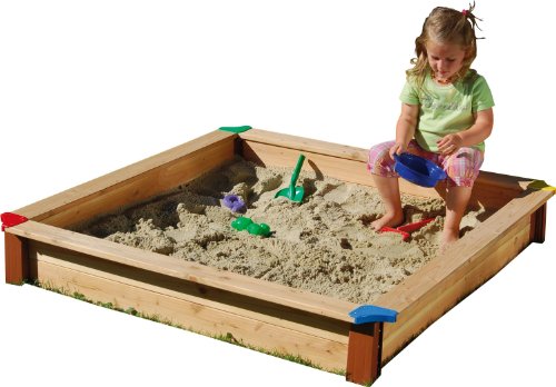 GASPO Sandkasten Classic Sandbox aus Holz einfaches Bausatzsystem, Natur, 115x115x20 cm von GASPO