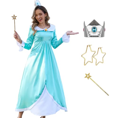 GAUWEAN Prinzessin Pfirsich-Kostüm, Erwachsene, Pfirsichkleid, Superbrüder, Prinzessin, Gänseblümchen, Rosalina-Kostüm, Halloween-Verkleidung, für Damen, Größe XS von GAUWEAN