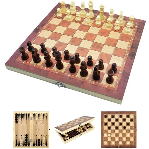 Magnetisches Schachspiel,Magnetspiel Puzzle Magnetic Schachspiel Tragbares Schach Magnetisch Magnetisches Spiel für Erwachsene Partyzubehör für Familientreffen Solid Wood 29 * 29cm(Stil 3) von GAWENTINY