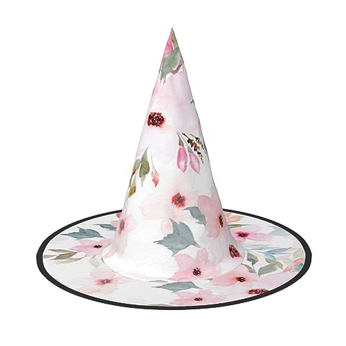 GBCDEDSL Blumen mit Flamingo Unisex Halloween Weihnachten Ball Geburtstag Party Karneval Polyester Vollhut Hexenhut Faltbar Leicht Hut von GBCDEDSL