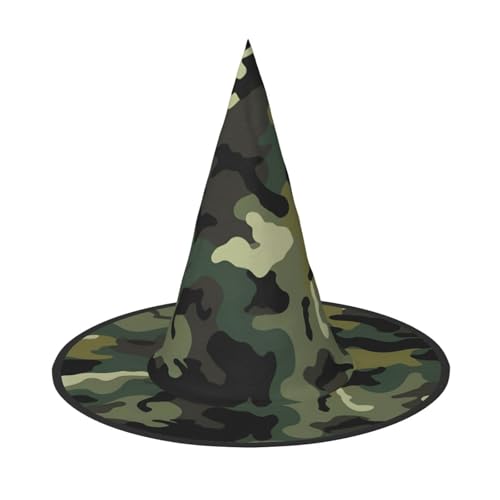 GBCDEDSL Camouflage-Muster Unisex Halloween Weihnachten Ball Geburtstag Party Karneval Polyester Vollhut Hexenhut Faltbarer Leichter Hut von GBCDEDSL