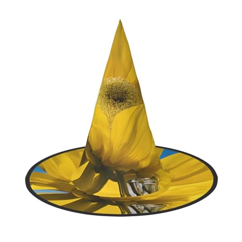 GBCDEDSL Eine schöne Sonnenblume Unisex Halloween Weihnachten Ball Geburtstag Party Karneval Polyester Vollhut Hexenhut Faltbarer Leichter Hut von GBCDEDSL