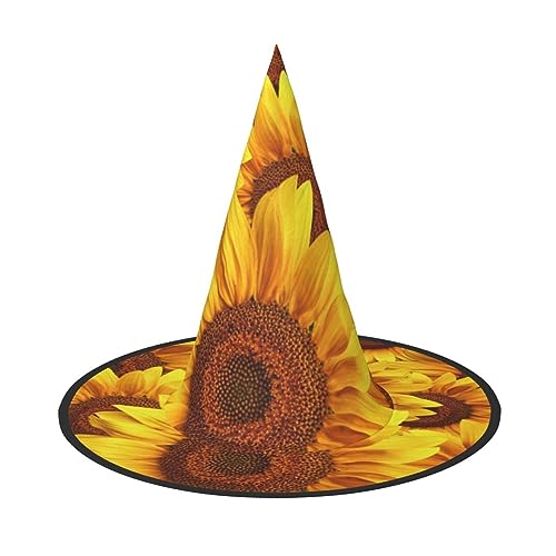 GBCDEDSL Gelbe Sonnenblume Unisex Halloween Weihnachten Ball Geburtstag Party Karneval Polyester Vollhut Hexenhut Faltbarer Leichter Hut von GBCDEDSL