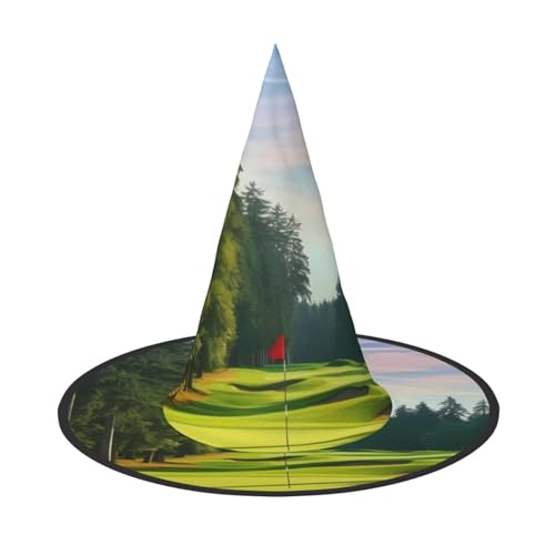 GBCDEDSL Golfplatz Rasen Unisex Halloween Weihnachten Ball Geburtstagsfeier Karneval Polyester Vollhut Hexenhut Faltbar Leicht Hut von GBCDEDSL