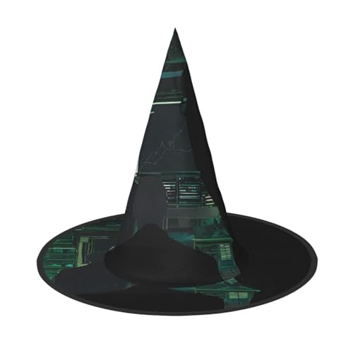 GBCDEDSL Hacker Attack Unisex Halloween Weihnachten Ball Geburtstagsfeier Karneval Polyester Vollhut Hexenhut Faltbar Leicht Hut von GBCDEDSL