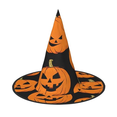 GBCDEDSL Halloween Kürbis Muster Unisex Halloween Weihnachten Ball Geburtstag Party Karneval Polyester Vollhut Hexenhut Faltbarer Leichter Hut von GBCDEDSL