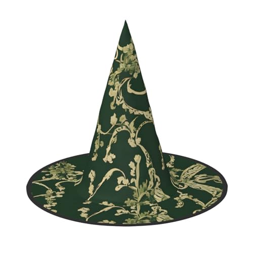 GBCDEDSL Hunter Green Floral Petals Pattern Unisex Halloween Weihnachten Ball Geburtstag Party Karneval Polyester Vollhut Hexenhut Faltbarer Leichter Hut von GBCDEDSL