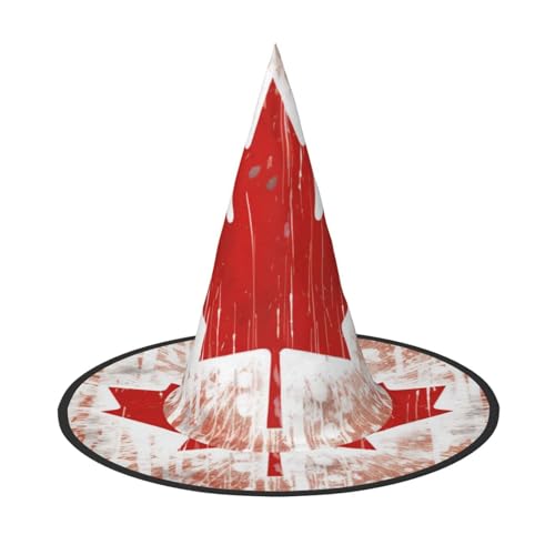 GBCDEDSL Kanada Flagge Unisex Halloween Weihnachten Ball Geburtstag Party Karneval Polyester Vollhut Hexenhut Faltbar Leicht Hut von GBCDEDSL