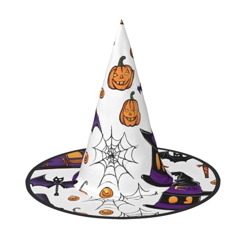 GBCDEDSL Magic Witch Witchcraft Bohemian Drawing Unisex Halloween Christmas Ball Birthday Party Carnival Polyester Full Hat Witch Hat Foldable Lightweight Hat von GBCDEDSL