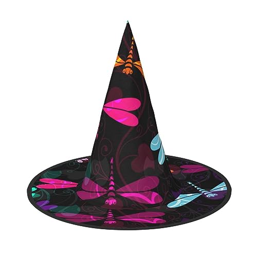 GBCDEDSL Niedliche Libelle Unisex Halloween Weihnachten Ball Geburtstag Party Karneval Polyester Vollhut Hexenhut Faltbarer Leichter Hut von GBCDEDSL