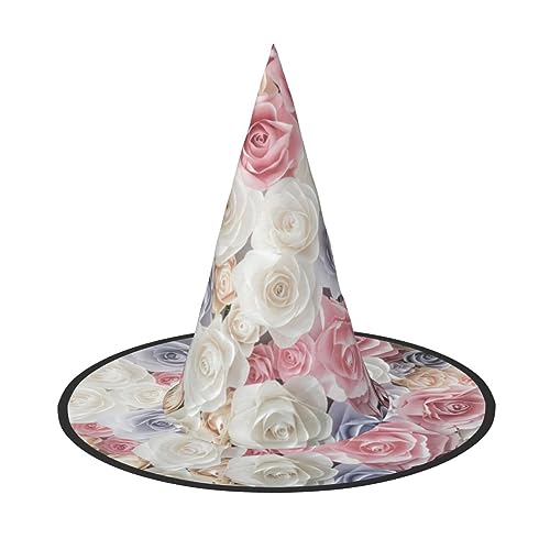 GBCDEDSL Rose Blume Floral Unisex Halloween Weihnachten Ball Geburtstag Party Karneval Polyester Vollhut Hexenhut Faltbar Leicht Hut von GBCDEDSL