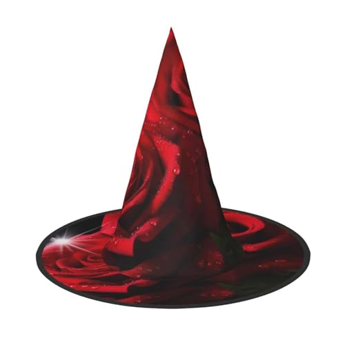 GBCDEDSL Rote Rosen Unisex Halloween Weihnachten Ball Geburtstag Party Karneval Polyester Vollhut Hexenhut Faltbar Leicht Hut von GBCDEDSL