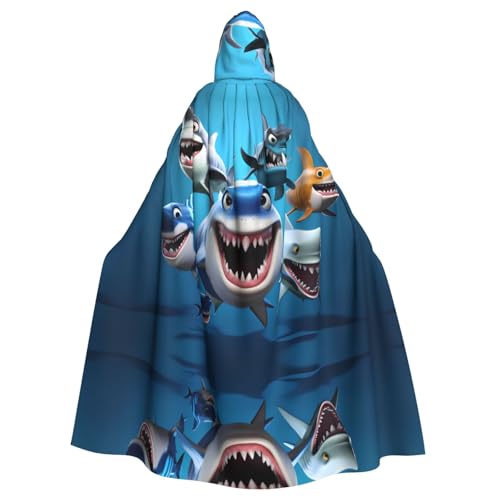 GBCVXZ Cartoon Sharks Hooded Cloak Comfortable and Elastic Cloak Full-Print Design Perfect for Halloween Costume and Cosplay Parties von GBCVXZ