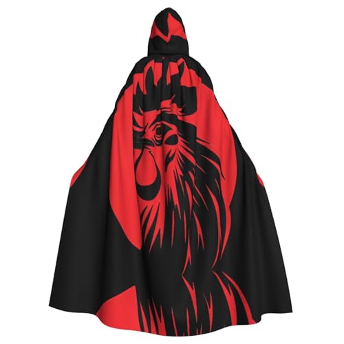 GBCVXZ Ein roter Hühnerkopf-Kapuzenumhang, bequemer und elastischer Umhang, Volldruck-Design, perfekt für Halloween-Kostüme und Cosplay-Partys von GBCVXZ