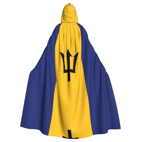 GBCVXZ Kapuzenumhang mit Flagge von Barbados, bequemer und elastischer Umhang, Volldruck-Design, perfekt für Halloween-Kostüme und Cosplay-Partys von GBCVXZ