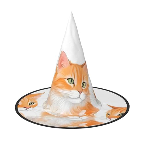 GBCVXZ Orange Katzen Halloween Hexenhüte Hexenkostüm Zubehör Hexenhüte Hexenhut Maskerade Hut für Halloween Party Hofdekoration 2 Stück von GBCVXZ