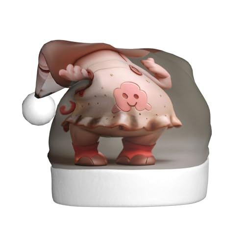 GBCVXZ Rosafarbene Schweinemädchen Plüsch Weihnachtsmütze, Urlaub Party Dekoration Hut, leicht und warm, Weihnachtsmütze, Bühnendekorationshut, Clownmütze, Neujahrsmütze von GBCVXZ