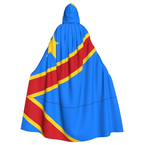 GBCVXZ Umhang mit Kapuze und Flagge des Kongo, bequemer und elastischer Umhang, Volldruck-Design, perfekt für Halloween-Kostüme und Cosplay-Partys von GBCVXZ