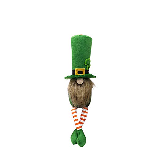 GBEN St. Patrick's Day Gesichtslose Plüsch Puppe Saint Paddy's Day Ostergeschenk Figuren Puppe mit Kleeblatt Deko Irisch Festival Glücksbringer Dekor St Patricks Day Deko von GBEN