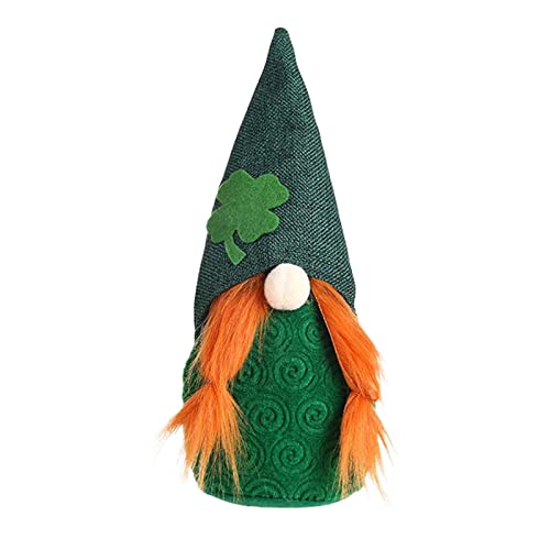 GBEN St. Patrick's Day Puppen Ornamente Frühling Irischer Deko Zwerg-Puppe Gesichtslose Puppe Kleeblatt Zwerg Plüsch Puppe für St. Patrick's Day Tischdekoration von GBEN