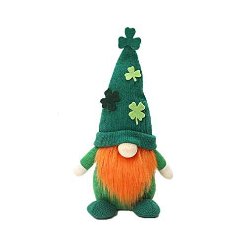 St. Patrick's Day Frühling Deko Irischer Plüsch Zwerg Grün Figuren Zwerge Stofftierpuppe Kleeblatt Handgemachte Für Irish Festival Grün Deko Figuren von GBEN