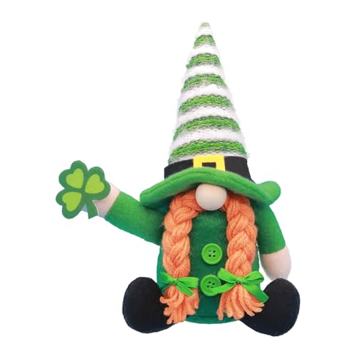 St. Patrick's Day Puppen Ornamente Frühlingsdeko Grüner Glück Shamrocks Figur Irischer Kleeblätter Figur Grün Koboldwichtel für Wohnzimmer Desktop Home Deko von GBEN