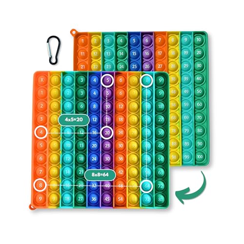 PopIt 2 in 1 Multiplikationsbrett und Hundertertafel - 1x1 Lernen Spiel für Montessori - XXL Pop On It Fidget Toy von Valino