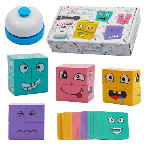 GD HUA 3D Puzzle Face-Changing Magic Cube, Holz-Ausdruck Spielzeug Würfelpuzzle, Ausdruck Holzwürfel Puzzle für Kinder ab 3 Jahren, Holzwürfel Spiel Puzzle Interaktives Knobelspiele von GD HUA