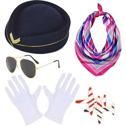 Retro Stewardess Hut Kit Elegante Baskenmütze Flugbegleiterin Kostüm Hut Weiblich Cosplay und Festival Kostüm von GDFHYJN(グフン)