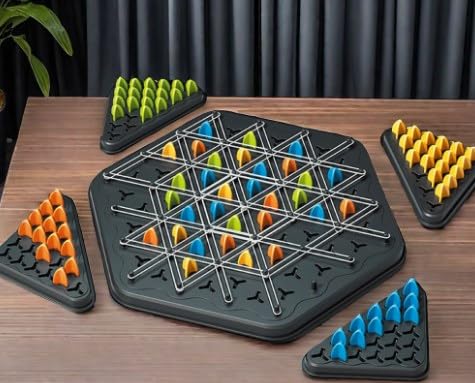 Dreiecksschachbrett Spiel Gummibänder, Strategie-Brettspiel, Dreiecksschachbrettspiel, Desktop-Brettspiel, Triangle Game für Kinder, Erwachsene, Familienfeier(2-4 Personen) von GDFJBG