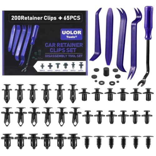 GDFJBG 265 Stück Befestigungsclips Auto Clips Set, Auto Demontage Werkzeuge, Verkleidungswerkzeug Set, Hebelwerkzeug Auto Kunststoff Hebelwerkzeug Set mit Befestigungsniet Entferner (Blau) von GDFJBG