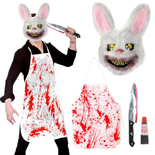 GDFJBG Halloween Maske Horror Hasenmaske,Halloween Waffen Zubehör,Blutiges Spielzeug-Waffe,Perfekt für Karneval & Halloween-Partys, Cosplay,Langlebig & sicher für Kinder von GDFJBG