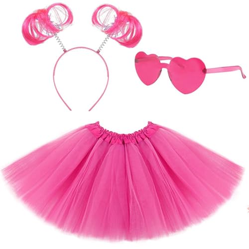 GDFJBG Kinder Fee Dress Up, Fee Prinzessin Tutu Kostüm Set, Tutu Brille und Haarreifen für Mädchen 3-8 Jahre alt Halloween Dress Up Party Liefert Rose von GDFJBG