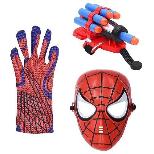 GDFJBG Spider Handschuhe Spider Launcher Handschuh Spider Launcher mit Maske Hero Handschuhe Spielzeug für Cosplay Handschuh Lustiges Lernspielzeug mit Kinder Maske Kinder Geschenk von GDFJBG