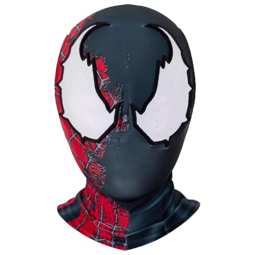 GDFJBG Spider Masks Superheled Maske Held Maske für Kinder Erwachsene Halloween Maske Deadpool Maske für Halloween Film Cosplay Kostüm Requisiten Zubehö (Red white and black) von GDFJBG