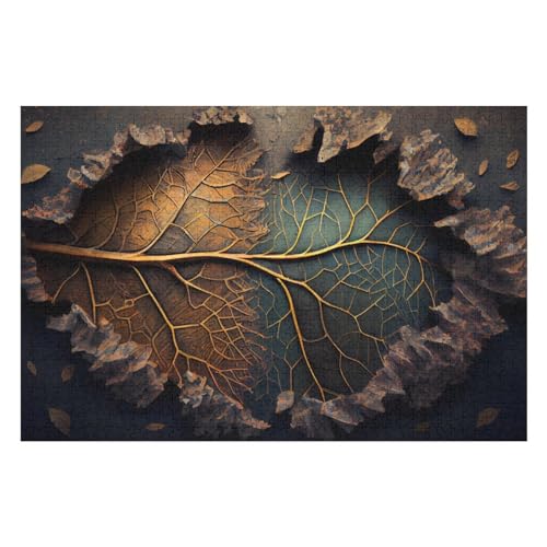 1000 Puzzles Für Erwachsene, Herausfordernde Puzzles, Komplettes Puzzlespiel Für Mädchen, Geschenke Für Männer 3D Leaf Leaves 1000 PCS 50 * 70cm von GDFWB