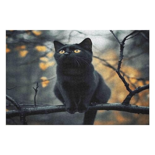 1000 Puzzles Für Erwachsene, Herausfordernde Puzzles, Komplettes Puzzlespiel Für Mädchen, Geschenke Für Männer Black Cat 1000 PCS von GDFWB