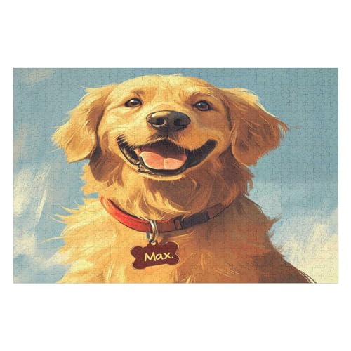 1000 Puzzles Für Erwachsene, Herausfordernde Puzzles, Komplettes Puzzlespiel Für Mädchen, Geschenke Für Männer Dog Golden Retriever 1000 PCS von GDFWB