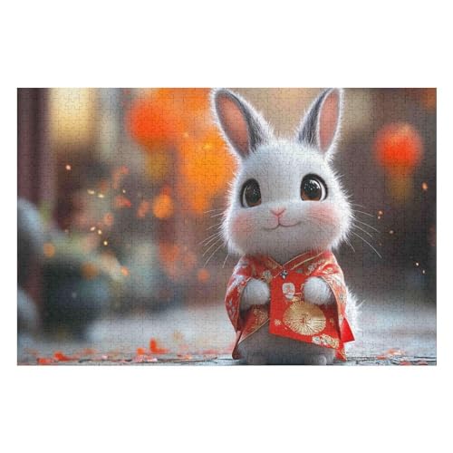 1000 Teile Puzzle - Cute Rabbit Puzzles Für Erwachsene Und Kinder, Einzigartige Formen, Erwachsene Und Kinder 1000 PCS von GDFWB