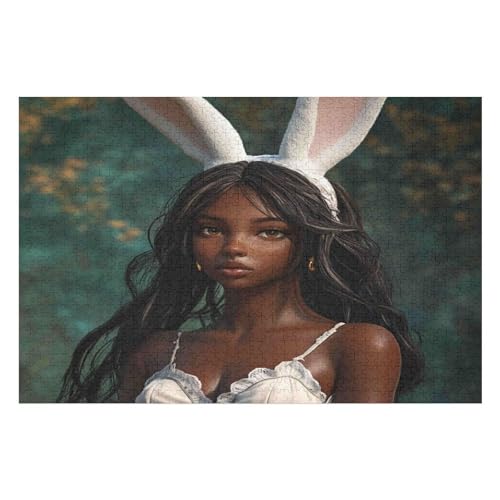 1000 Teile Puzzle - Rabbit Girl Puzzles Für Erwachsene Und Kinder, Einzigartige Formen, Erwachsene Und Kinder 1000 PCS von GDFWB