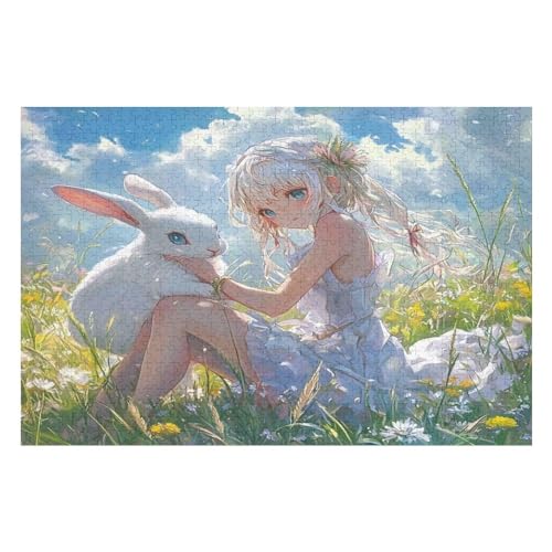 1000 Teile Puzzle - Rabbit Girl Puzzles Für Erwachsene Und Kinder, Einzigartige Formen, Erwachsene Und Kinder 1000 PCS von GDFWB