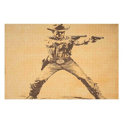 1000 Teile Puzzle - Western Cowboy Puzzles Für Erwachsene Und Kinder, Einzigartige Formen, Erwachsene Und Kinder 1000 PCS 26 * 38cm von GDFWB