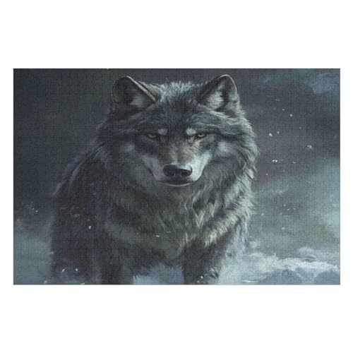 1000 Teile Puzzle - Wolf Puzzles Für Erwachsene Und Kinder, Einzigartige Formen, Erwachsene Und Kinder 1000 PCS 75 * 50cm von GDFWB