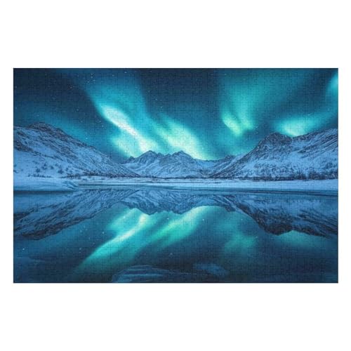 1000-teiliges Kunstpuzzle Für Erwachsene Mit Schwieriger Herausforderung Northern Lights in Norway Puzzle 1000 PCS—52 * 38cm von GDFWB