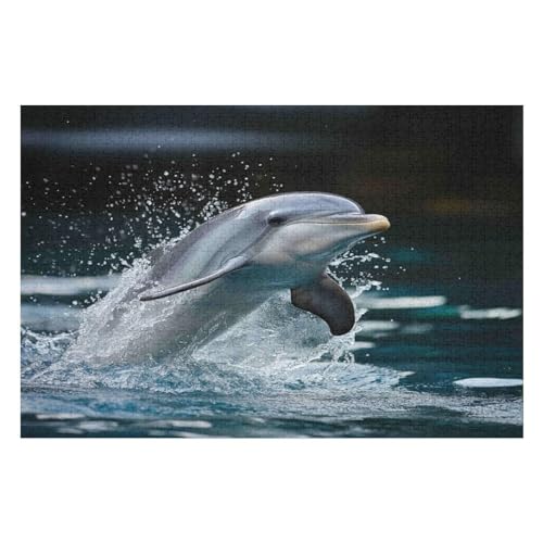 1000-teiliges Puzzle, Dolphin Muster, Kunstdrucke, Lustige Familienaktivitäten, Langlebiger Karton, 1000 PCS 75 * 50cm von GDFWB