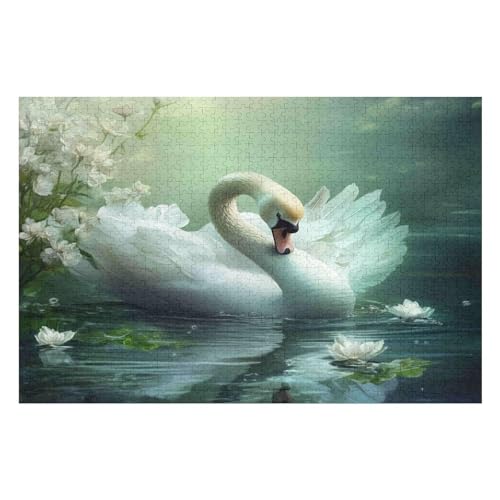 1000-teiliges Puzzle, Swan Muster, Kunstdrucke, Lustige Familienaktivitäten, Langlebiger Karton, 1000 PCS 26 * 38cm von GDFWB