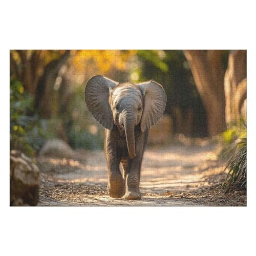 1000-teiliges Puzzle Für Erwachsene, Baby Elephant Perfekte Buchstaben Auf Der Rückseite, Staubfrei, Heimdekoration, Herausforderungsspielzeug, Geeignet Für Männer, Frauen 1000 PCS26*38cm von GDFWB